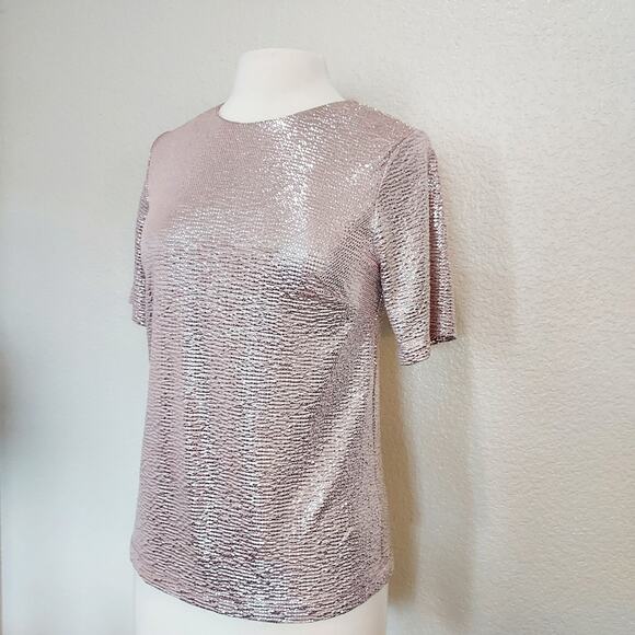 Monteau Los Angeles Rose Gold Shimmer Blouse Size M - Picture 6 of 11
